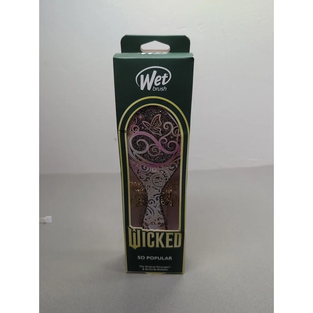 Hair Brush Wet Brush WICKED So Popular Glinda Pink Glitter Butterfly Bobbi Pins